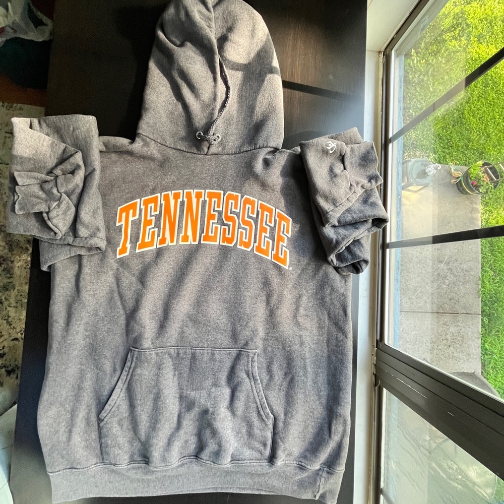 University of Tennessee Gray Hoodie with Orange Print, Unisex Size Medium